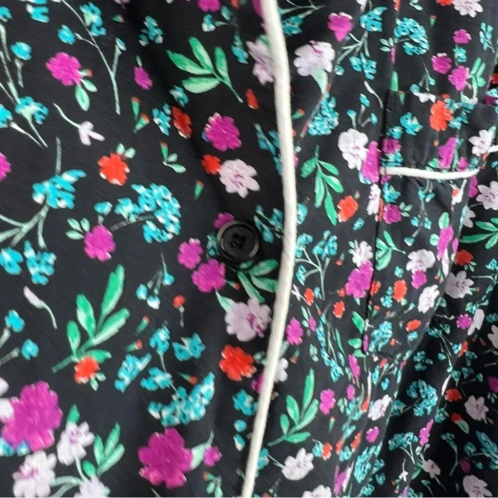 Kate spade button down tshirt button up flowers purple blue green Floral Print